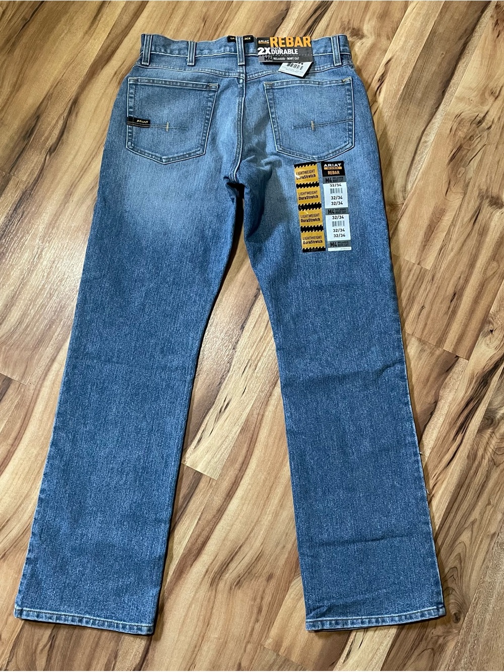 NWT Ariat Rebar M4 Relaxed Fit Bootcut Jeans Mens 32x34 Medium Wash Work Denim